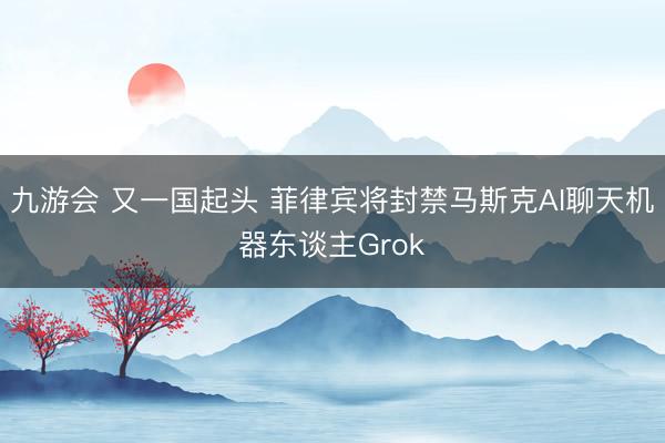 九游会 又一国起头 菲律宾将封禁马斯克AI聊天机器东谈主Grok