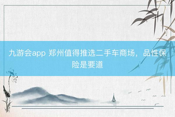 九游会app 郑州值得推选二手车商场，品性保险是要道