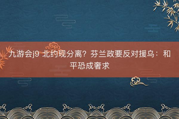 九游会j9 北约现分离？芬兰政要反对援乌：和平恐成奢求