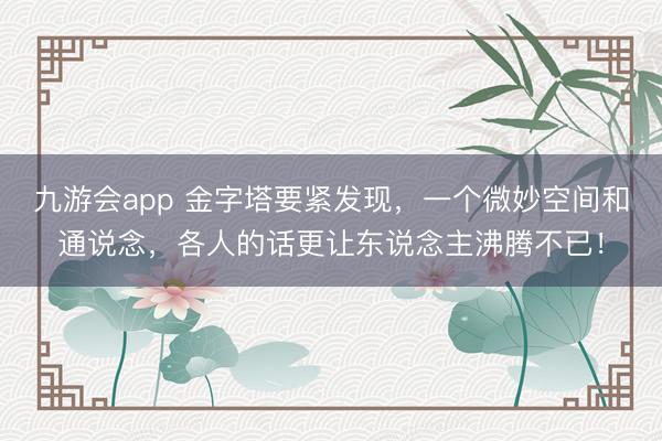 九游会app 金字塔要紧发现,一个微妙空间和通说念,各人的话更让东说念主沸腾不已!
