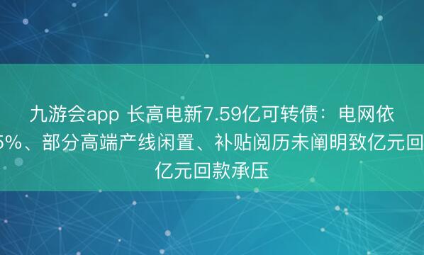九游会app 长高电新7.59亿可转债：电网依赖超85%、部分高端产线闲置、补贴阅历未阐明致亿元回款承压