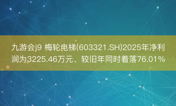 九游会j9 梅轮电梯(603321.SH)2025年净利润为3225.46万元、较旧年同时着落76.01%