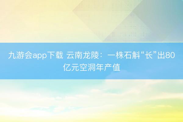 九游会app下载 云南龙陵：一株石斛“长”出80亿元空洞年产值