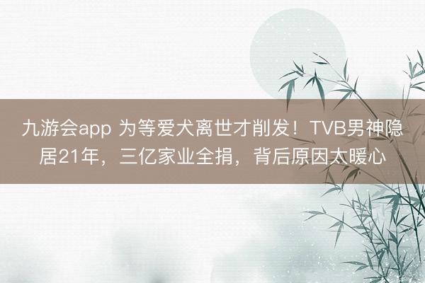 九游会app 为等爱犬离世才削发！TVB男神隐居21年，三亿家业全捐，背后原因太暖心