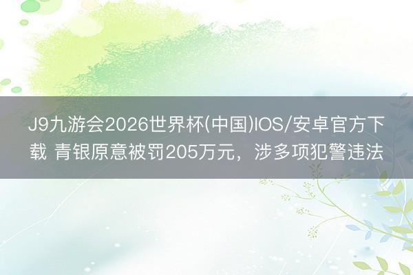 J9九游会2026世界杯(中国)IOS/安卓官方下载 青银原意被罚205万元，涉多项犯警违法